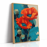 Poppies on Teal and Dust