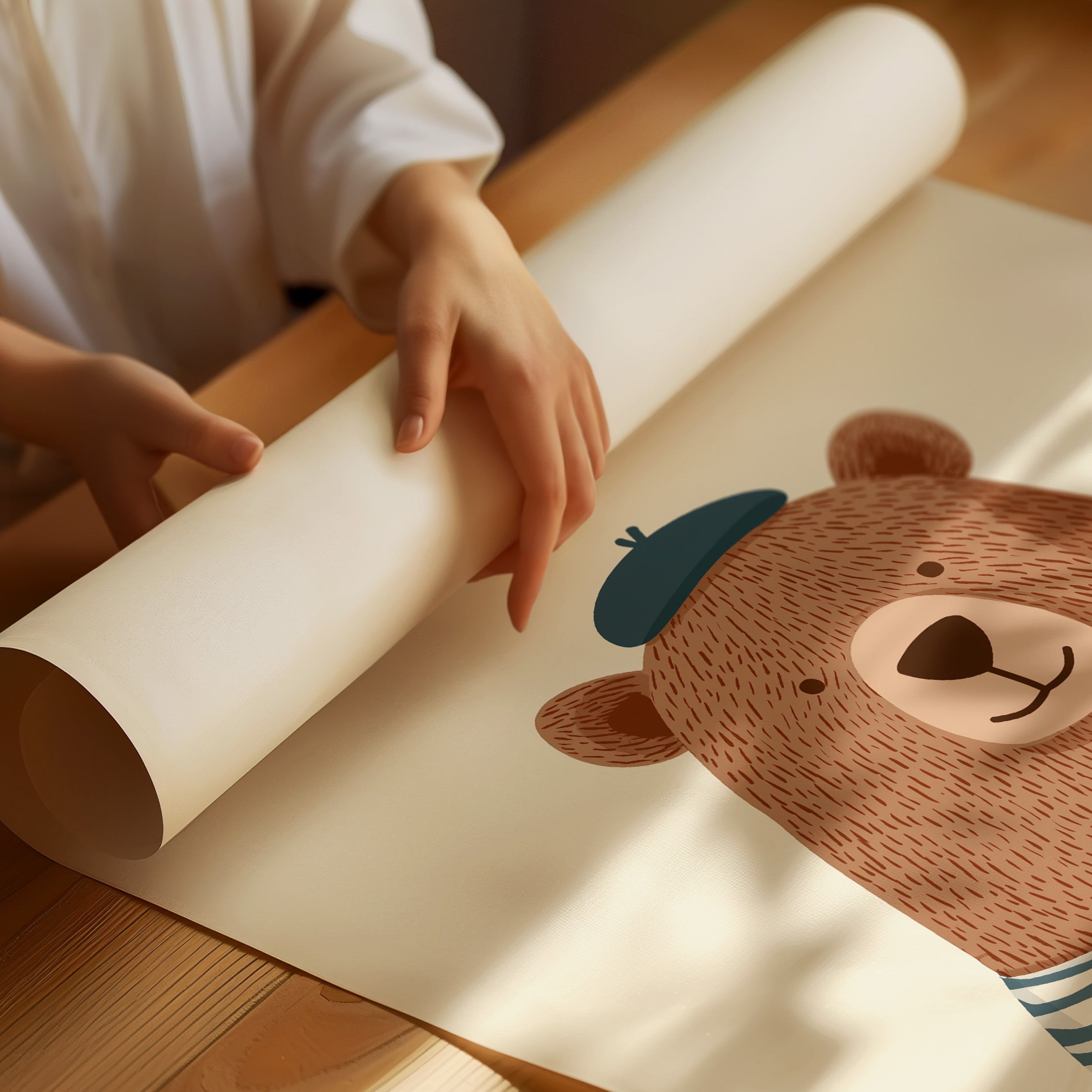 Bonjour French Bear Illustration
