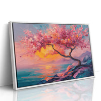 Cherry Blossoms Paint The Ocean Sunset