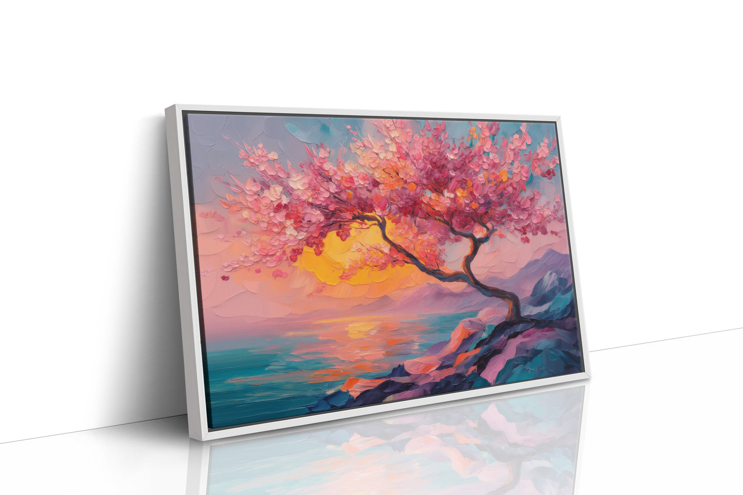 Cherry Blossoms Paint The Ocean Sunset