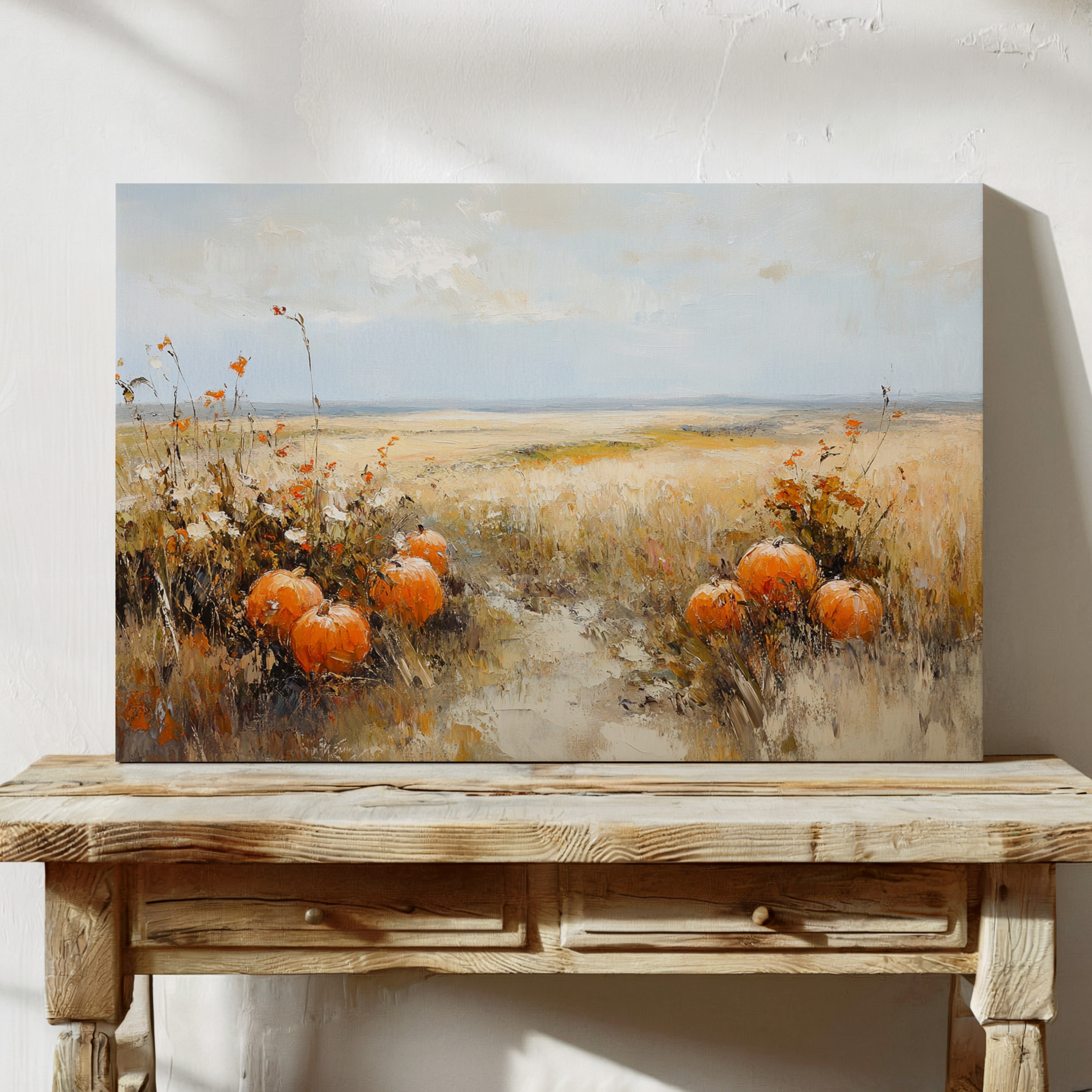 Pumpkins Rest In Golden Fields