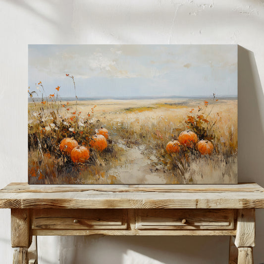 Pumpkins Rest In Golden Fields
