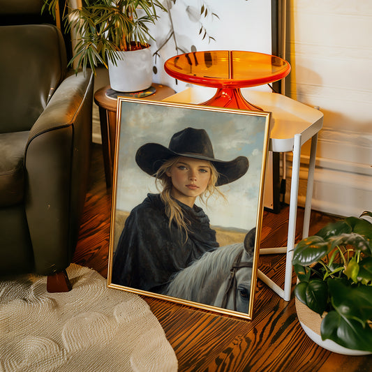 Cowgirl and Her White Horse