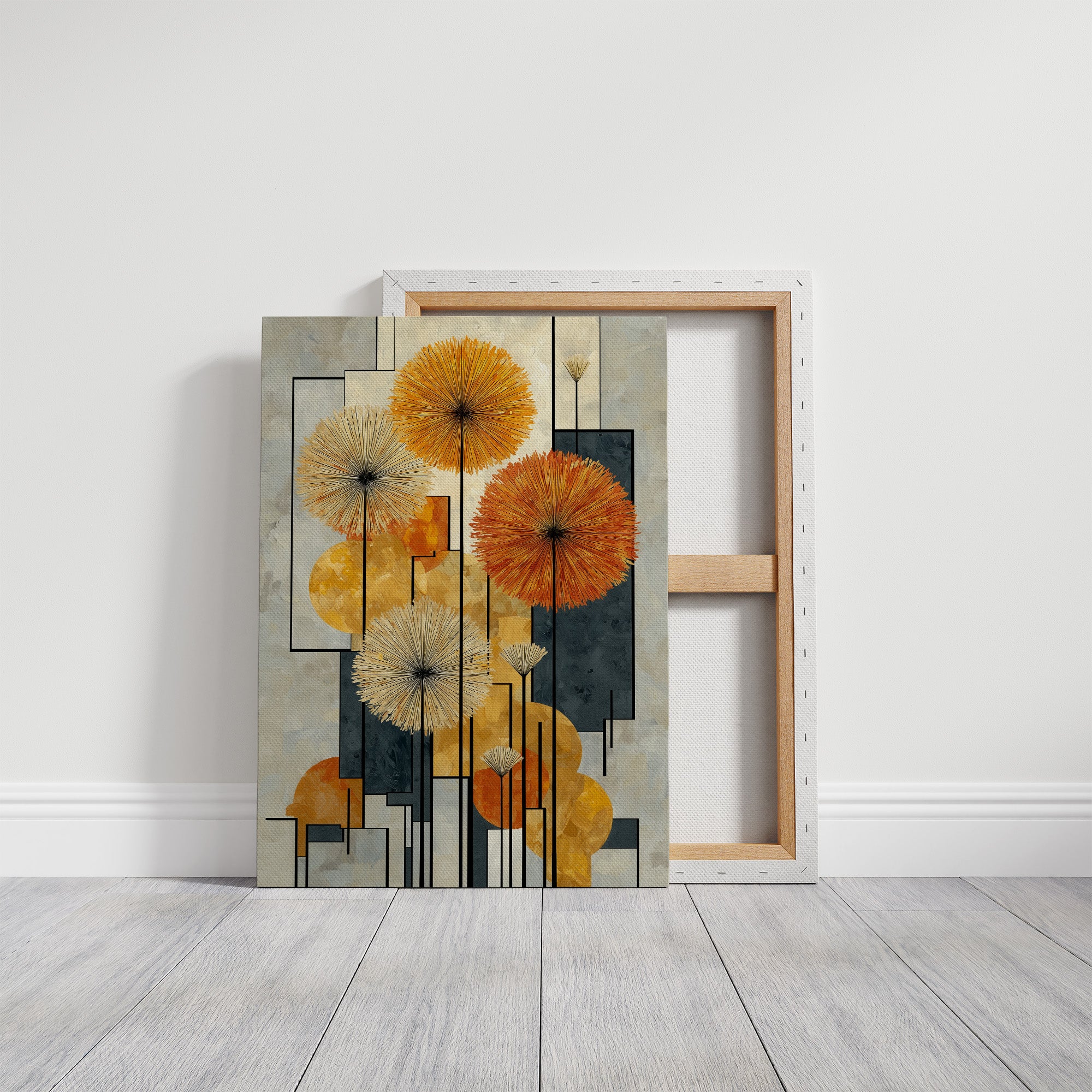 Sunbursts Dance Through Geometric Gardens