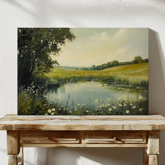 Daisies Dance By Summer's Pond