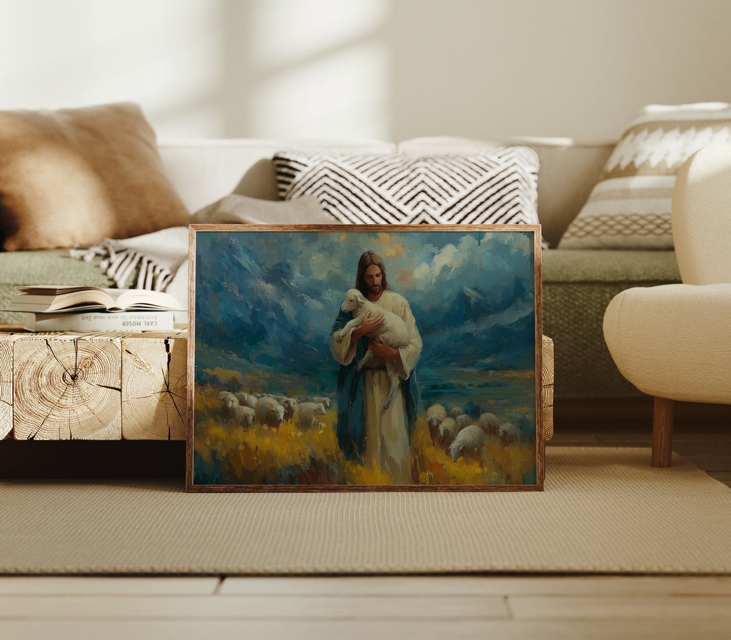 Gentle Shepherd Tends Golden Fields