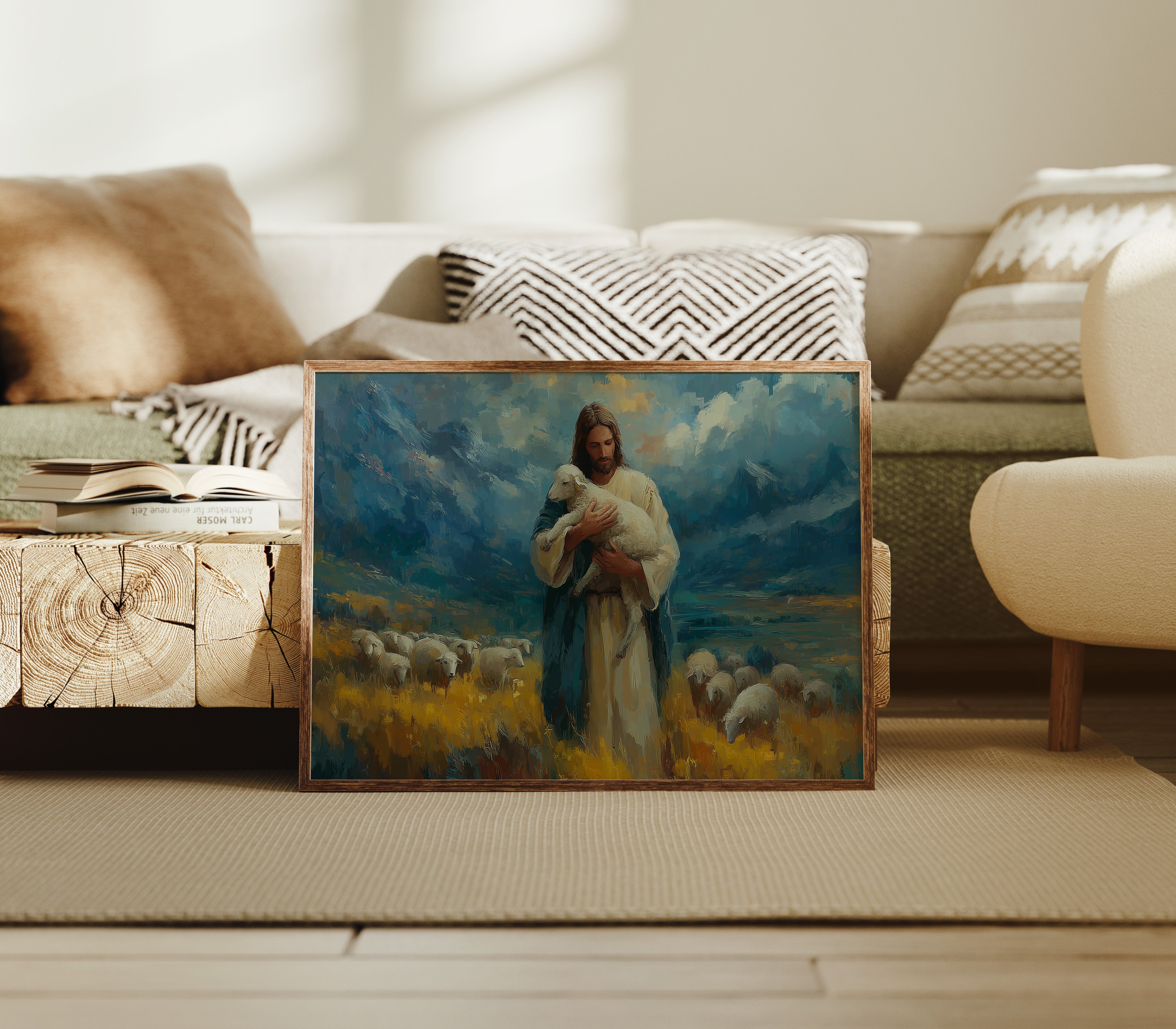 Gentle Shepherd Tends Golden Fields