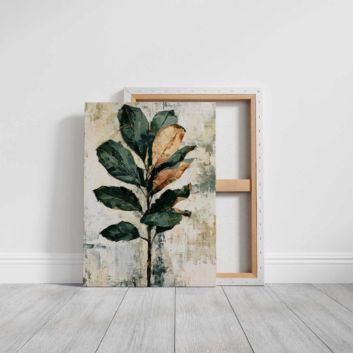 Magnolia Stem in Green and Rust