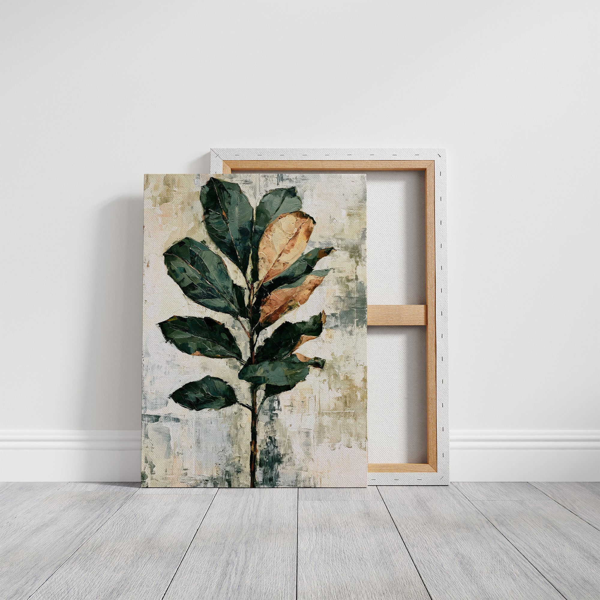 Magnolia Stem in Green and Rust
