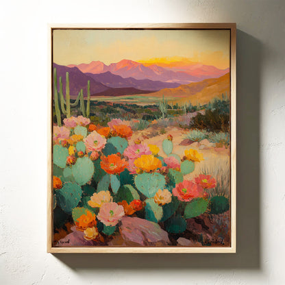 Desert Bloom Landscape – Southwestern Cactus Wall Art