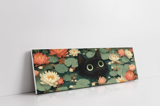 Midnight Cat Among Lotus Blossoms