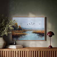 Autumn Geese Cross Silver Waters