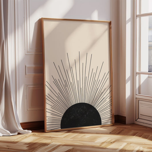 Minimal Black Sunburst Rising