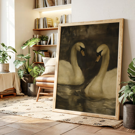 Two Swans in Quiet Reflection