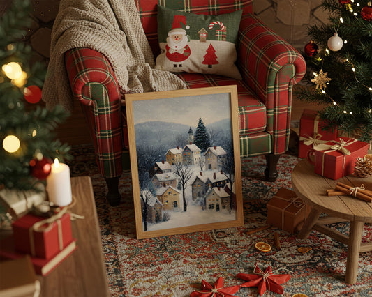 Snow Falls On Winter's Quiet Village