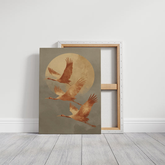 Cranes Dance In Golden Light