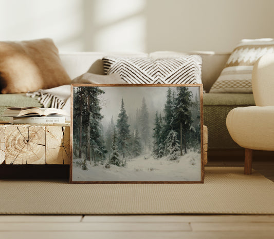 Snow Settles Among Silent Pines