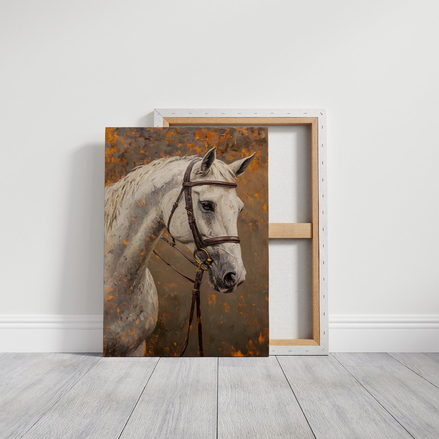 Majestic White Horse Portrait – Western Equestrian Wall Art