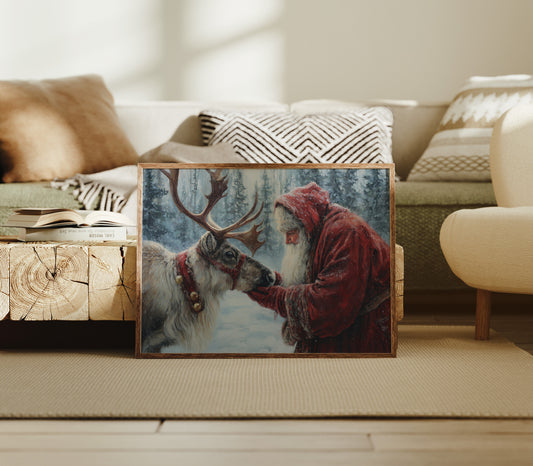 Reindeer Meets Winter's Gentle Friend