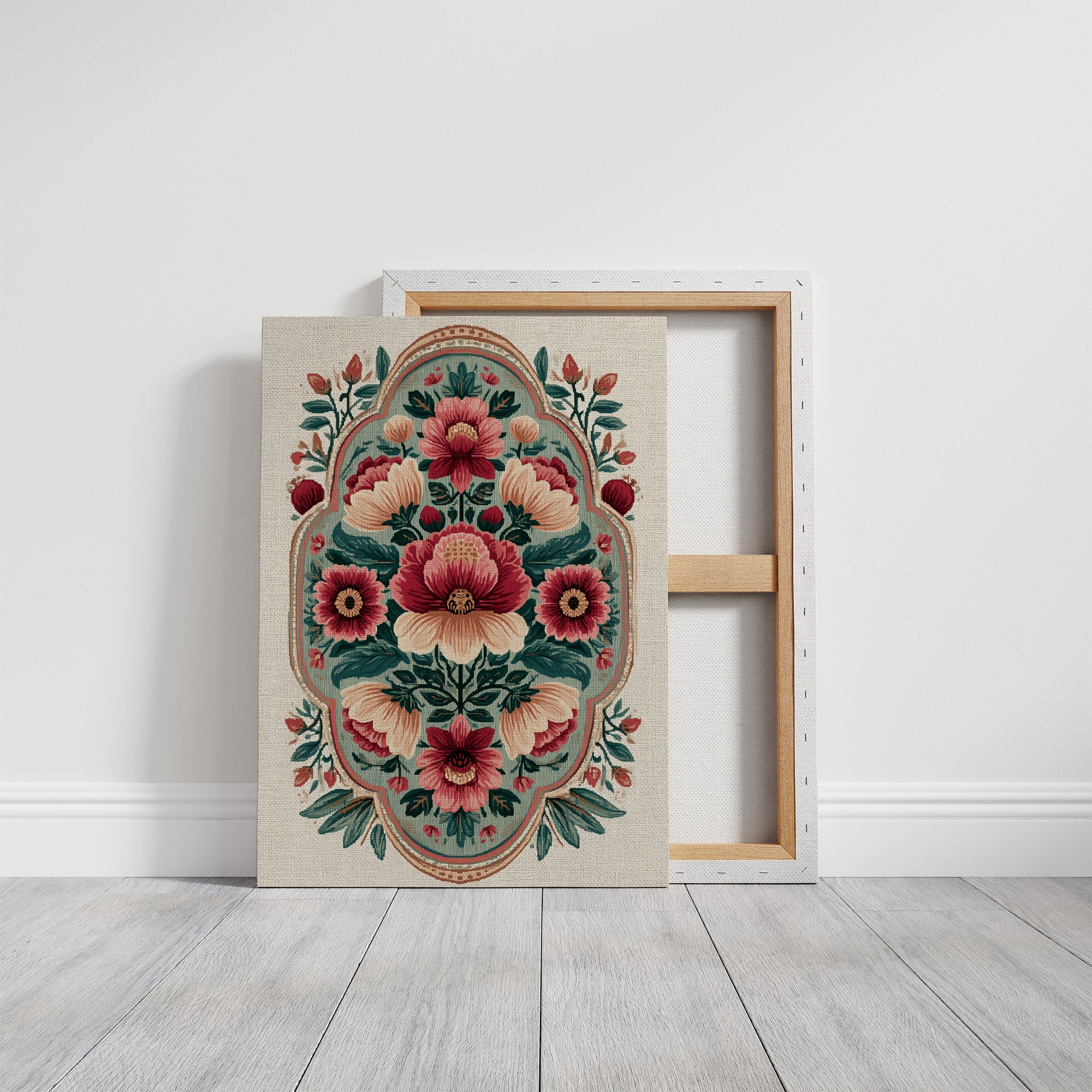 Sage Medallion: A Symmetrical Floral Tapestry