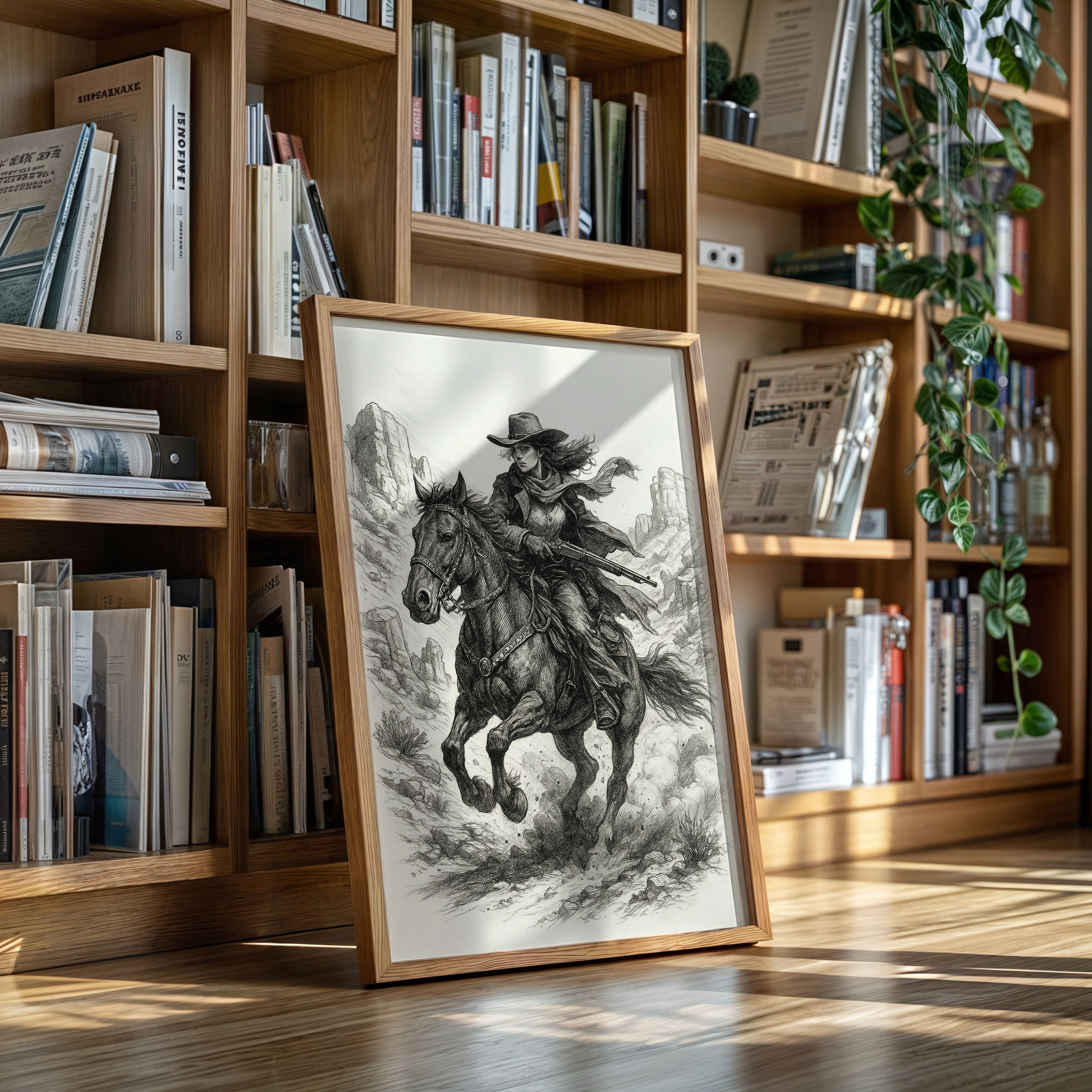 Grit & Dust – Cowgirl Outlaw Western Sketch Print