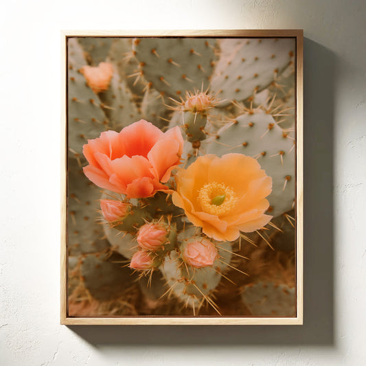 Blooming Cactus in Desert Light