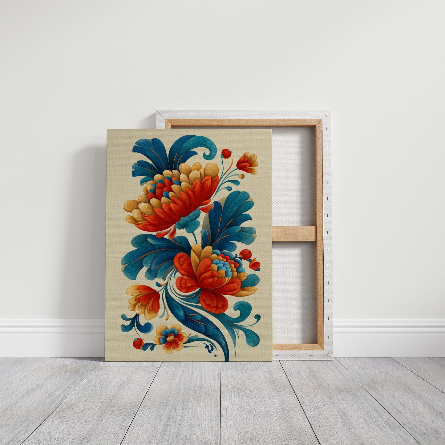 Folk Blooms Dance In Teal