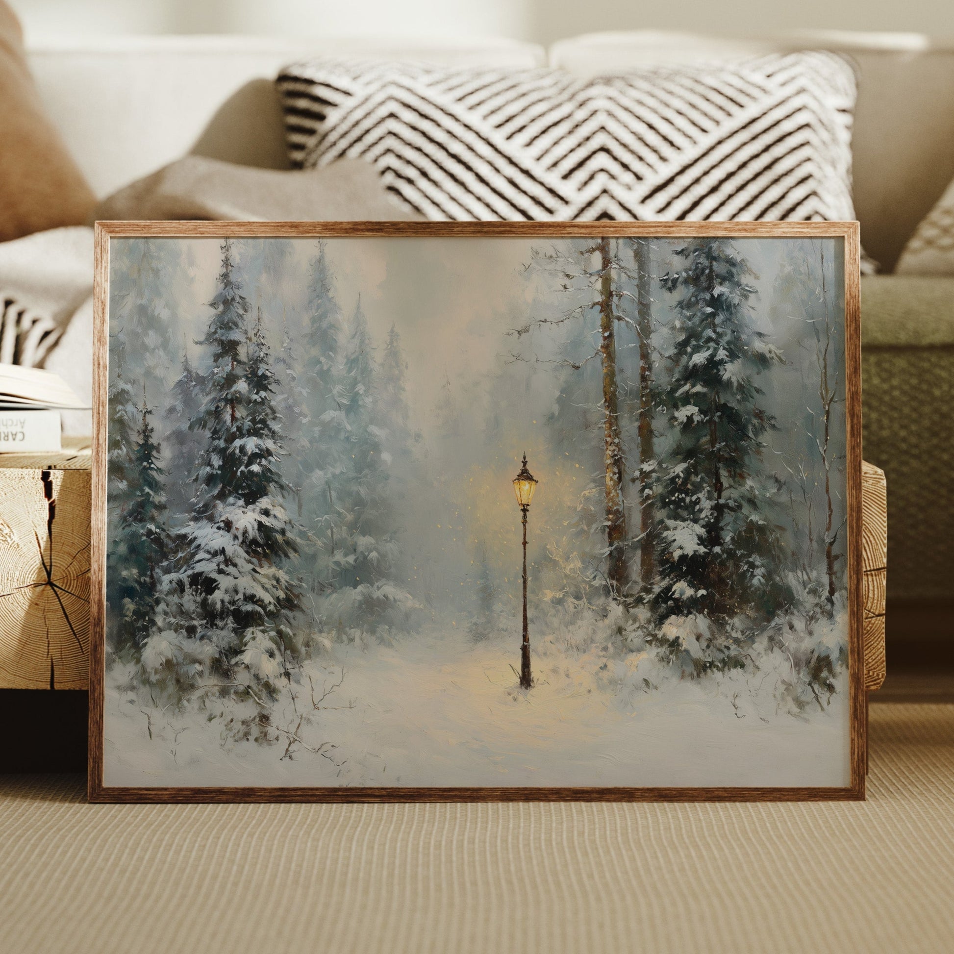 Lone Lamplight Guides Winter's Path