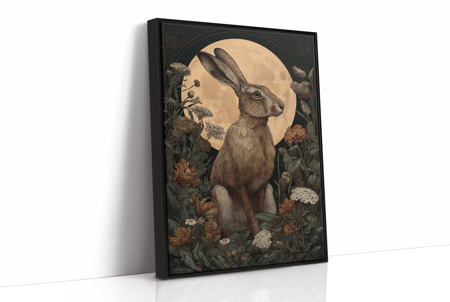 Moonlit Hare Among Wildflowers