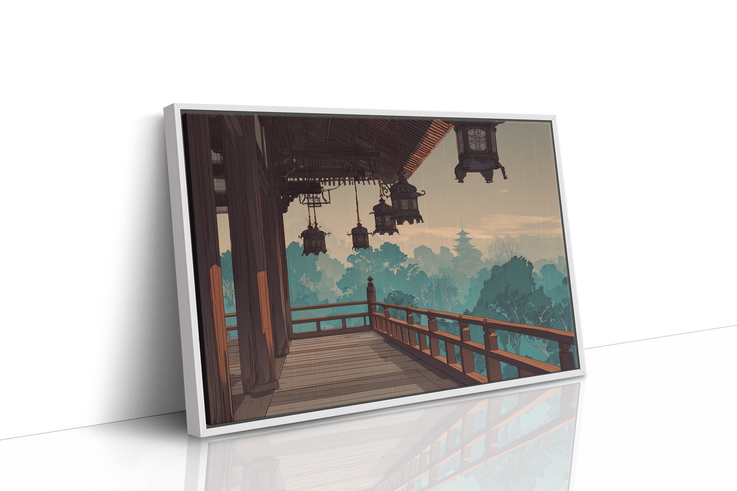 Temple Lanterns Guide Misty Dawn