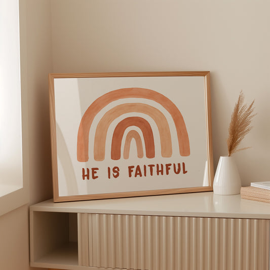 He Is Faithful Boho Rainbow
