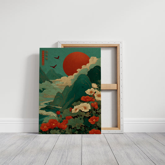 Poppies Dance Under Crimson Moon