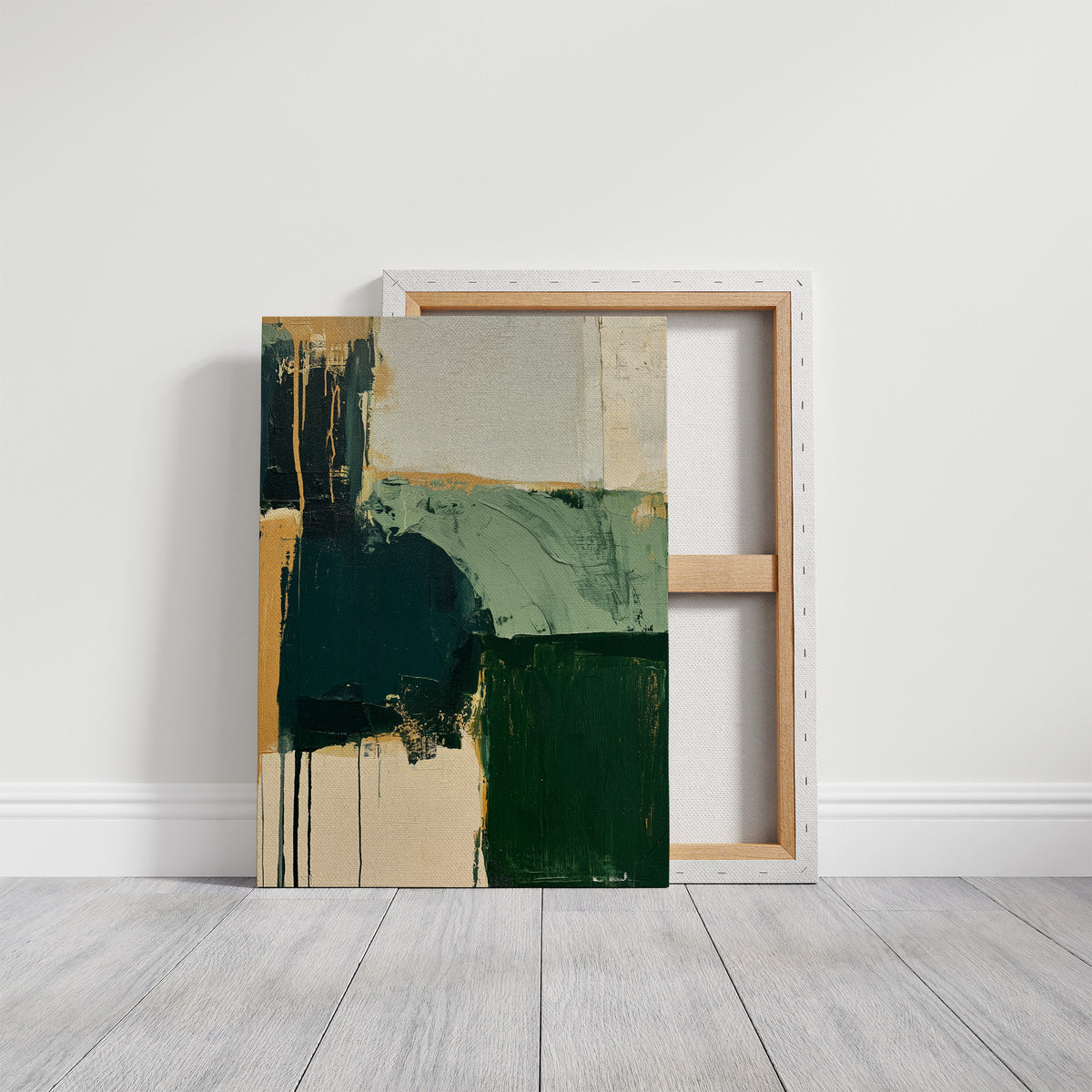 Forest Green Abstract Drip Study