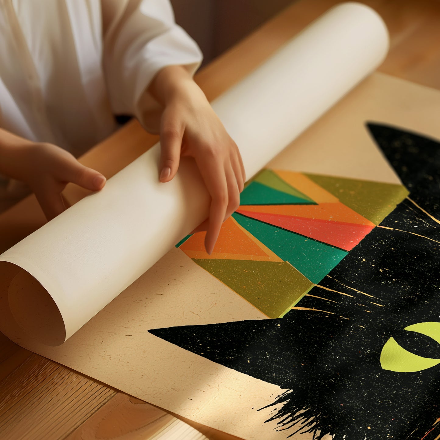Geometric Christmas Cat