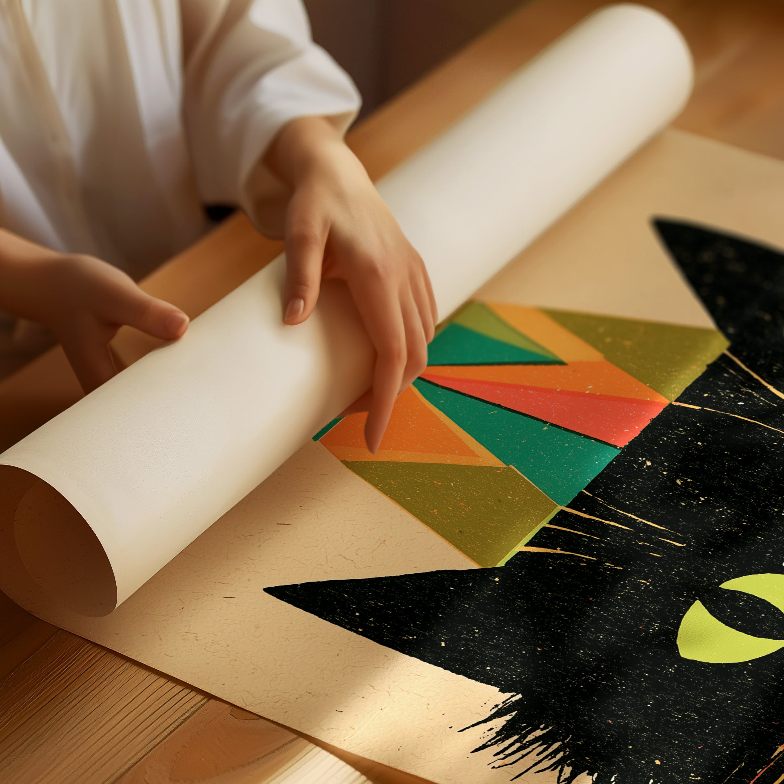 Geometric Christmas Cat