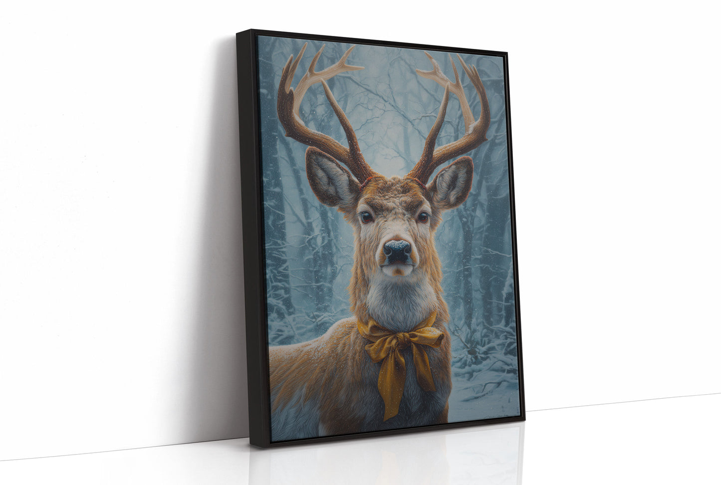 December's Stag Wears Golden Ribbon