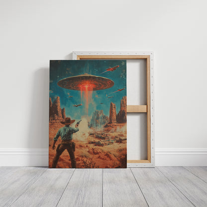 Cowboy vs. UFO – Sci-Fi Western Wall Art