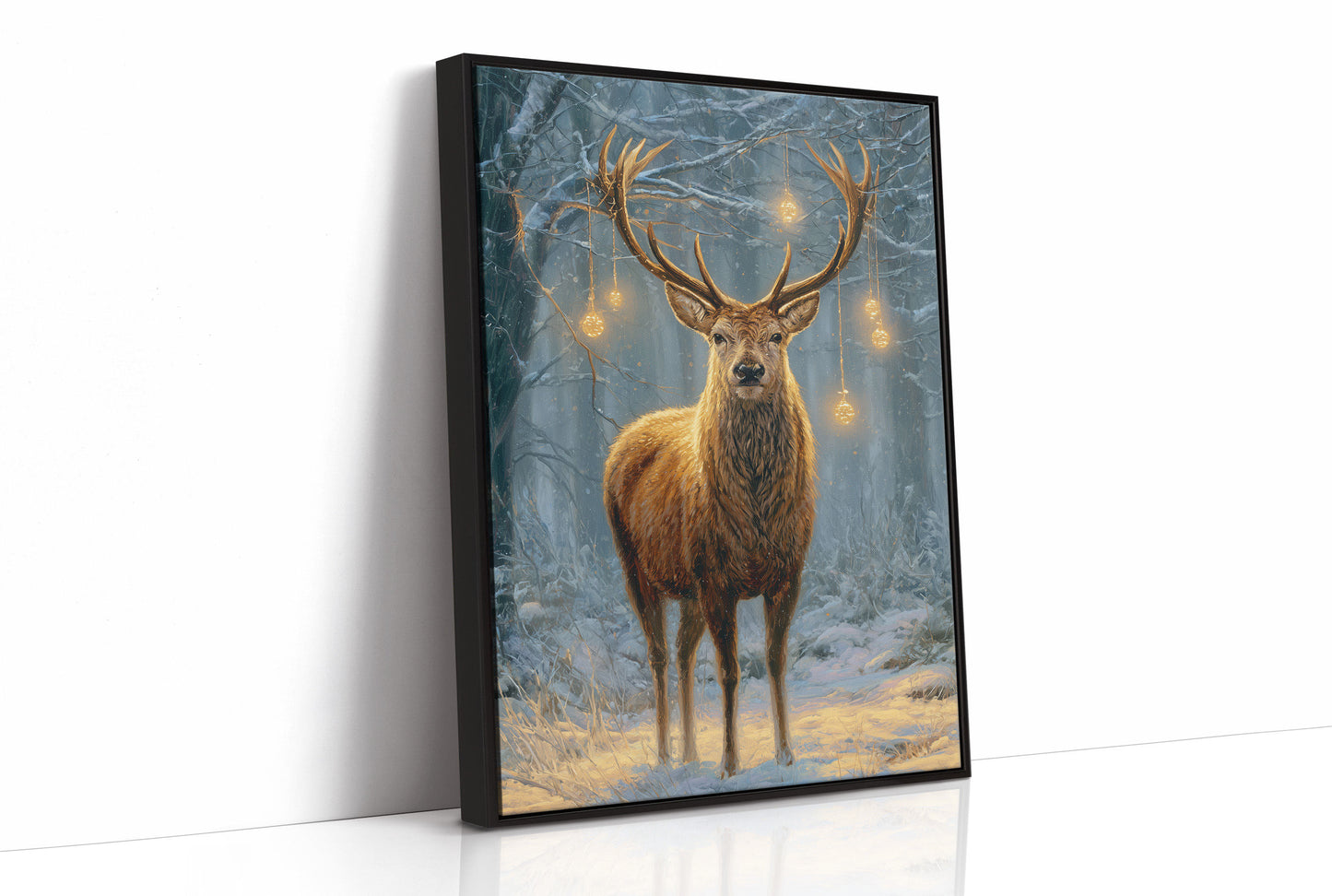 Stag Beneath December's Golden Lights