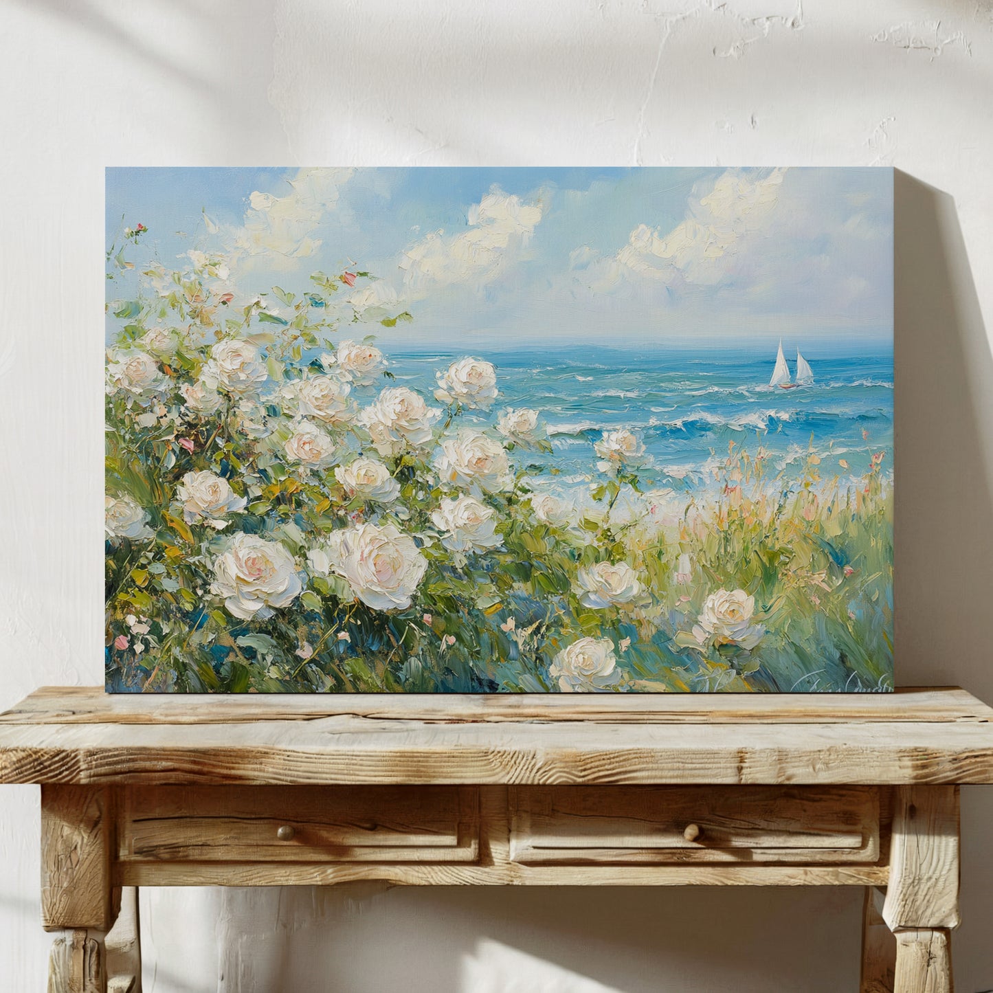 Coastal Roses Watch Sailboats Pass