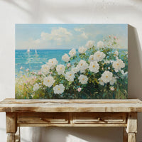 Coastal Roses Dance With Sailboats