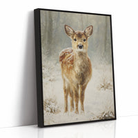 December Fawn Meets Morning Snow