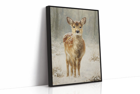 December Fawn Meets Morning Snow