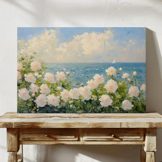 Coastal Roses Watch Distant Sails