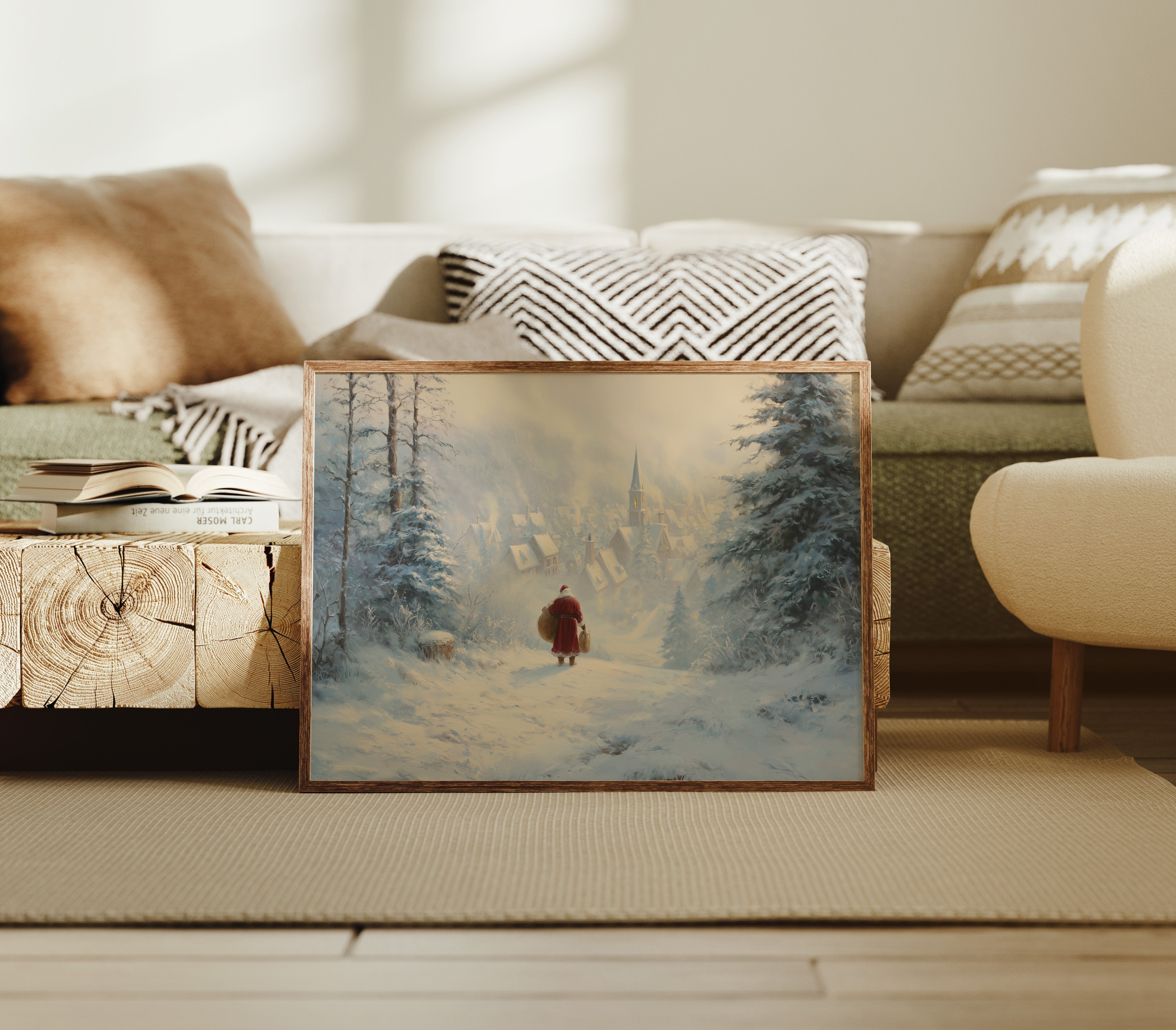 Snow Path Leads To Village Light