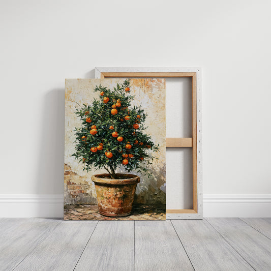 Terracotta and Sunlight: Potted Orange Tree Still Life