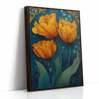 Three Tulips in a Tiled Dream