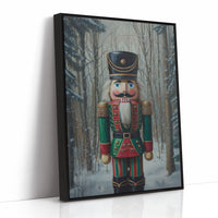 Nutcracker Stands Watch In Winter Woods
