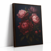 Crimson Peonies in Midnight Bloom