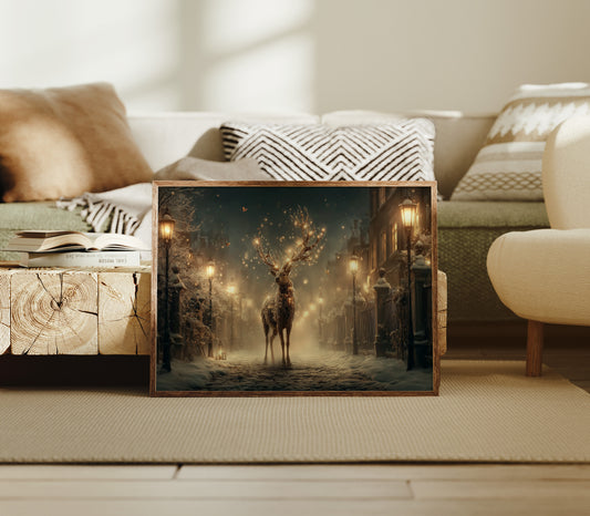 Starlit Stag Walks Victorian Streets