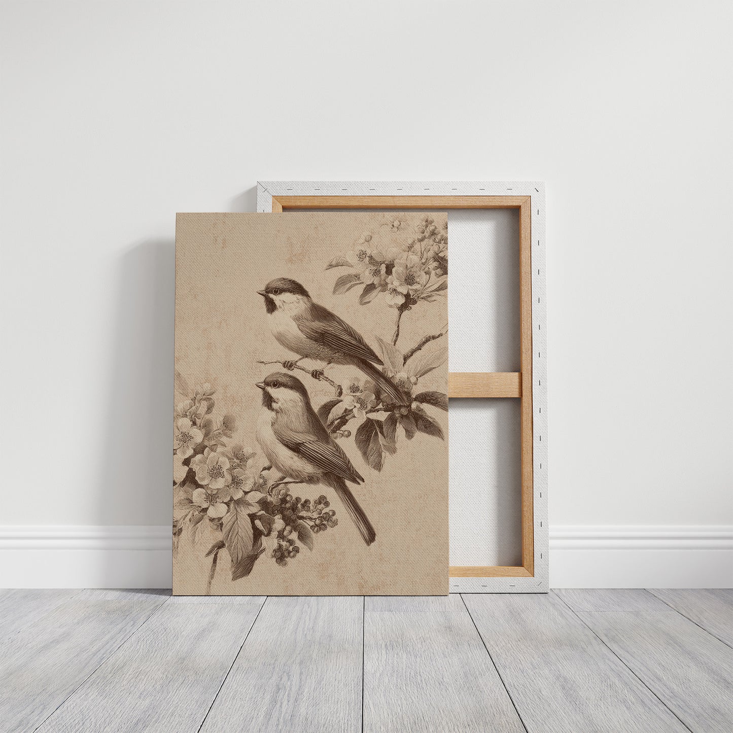 Chickadees Among Cherry Blossoms